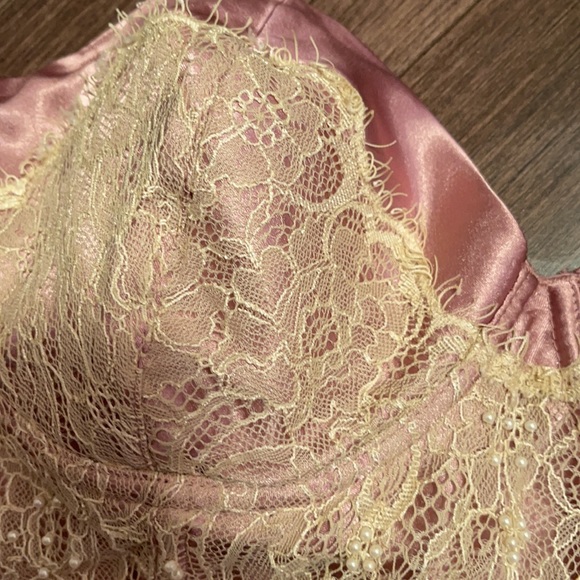 Blush Rose Satin and Lace Vintage Corset - Picture 4 of 6